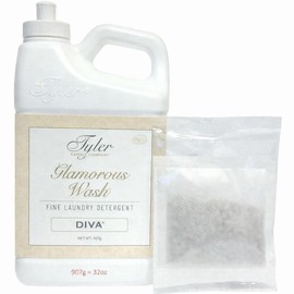 Tyler Candle Glamorous Liquid Wash Detergent Wash, Liquid, Diva, 32 Fl oz/with Dryer Sachet Single Pouch, Pull and Pour Spill Proof Cap fl