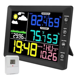 Weather Station Wireless Indoor Outdoor, 8.3 Inch Color Display Digital Clock, Outdoor Weather Stations Wireless with Remote Sensor, Clock, Dew Point,