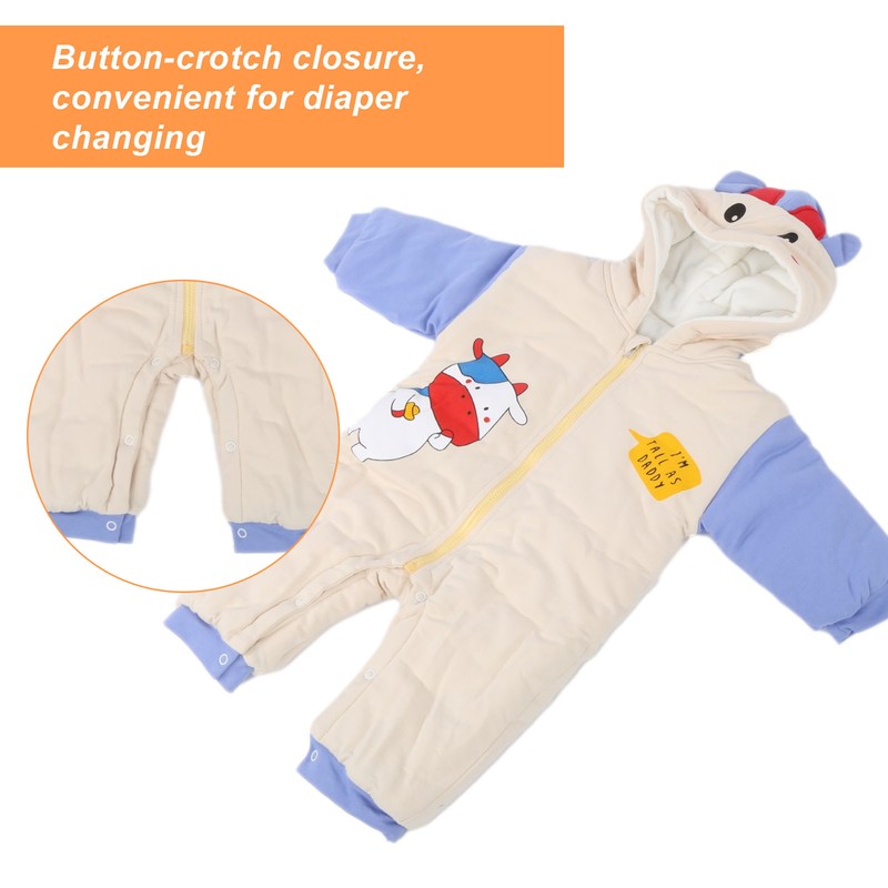 Winter Thickening Baby Cartoon Romper Children Infant Baby Hooded Romper