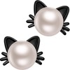 Cat Earrings Black Cat Earrings Pearl Cat Earrings Freshwater Pearl