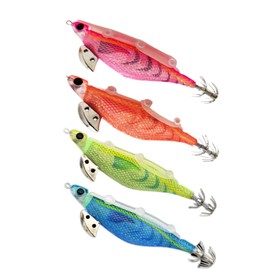 Egi Lure Set No. 3.5 Bait Roll, Luminous Squid, Octopus, Fishing, 2, 3, 4 Pieces (4 Colors, 4 Pieces)