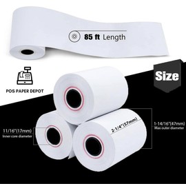 2 1/4" x 85' BPA-Free Thermal Receipt Paper Rolls (50 Rolls) - POS Cash Register Rolls Fits All Credit Card Terminals. Compatible with Epson TM-T88V, Star Micronics TSP100III, and more.