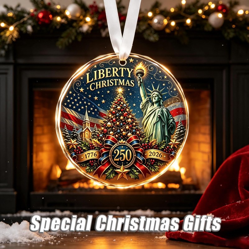 Liberty Christmas Glass Christmas Ornament 2026, America 250th Anniversary