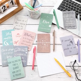 Nezyo 12 Dankeschön Geschenke für Kollegen 12 Notizbücher mit Motivierenden Sätzen Enthalten 12 Kugelschreiber mit Gravur Notizbuch mit Blumenmotiv Kleines Buntes Notizbuch Weihnachten(Retro Stil)