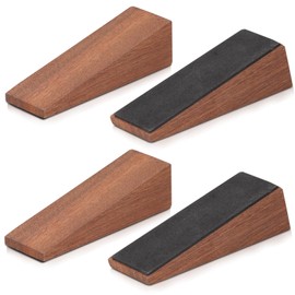 Wooden Door Wedge 4 Pcs Wood Door Stopper Solid Wooden Non-Slip Door Wedges Durable Door Stop Wedge for Bathroom Living Room Bottom Stopper of Door on Tile, Concrete, Carpet, Wooden Floor