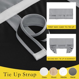 NICETOWN Blackout French Door Curtains, Privacy Thermal Insulated Tie Up Glass Shades, Easy to Install Tricia Window Drapes, Front Door Curtain Tie Up Shade, W26 x L72 inch, Dove Grey, 1 Panel