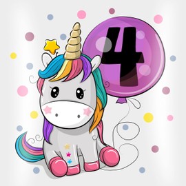 Shirtracer Cushion 40 x 40 cm Decorative Cushion - 4th - Unicorn 4th Birthday Girl Children's Birthday 4 Years - 40 x 40 cm - White - 4th + Birthday Four Children