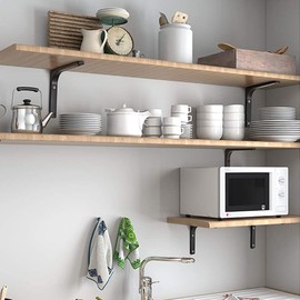 SAYAYO Shelf Bracket Heavy Duty Shelf Bracket Black Shelf Bracket Metal 90 Degree L-shaped Pack of 4 Angle Shelf 100 x 100 cm for Wall Mount Shelf, Corner Shelf, Wooden Furniture