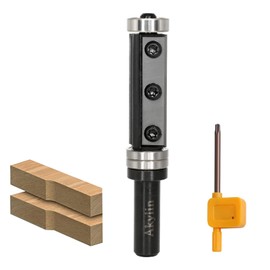 AKYLIN Reversible Plates Flush Cutter 12 mm Shank, 2-Sided Interchangeable Carbide Blade, Flush Cutter with Ball Bearing, Wood Cutter for Edge Processing