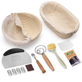 KOACKL Sourdough Bread Starter Kits Banneton Sourdough Bread Making Tools Kit, Banneton Proofing Basket Making Bread Basket Baking for Baking Dough with Rising Pattern (Round and Oval)