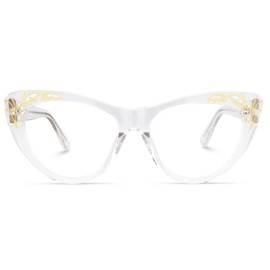 Zeelool Women's Stylish Cat Eye Glasses Frame with Clear Lens Pamela VFP0165-03 Crystal