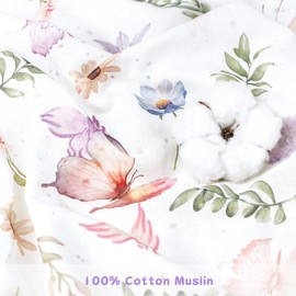 Pea Pod Muslin Toddler Bedding Set 3-Piece - Soft Breathable Crib Bedding with Fitted Sheet, Quilt & Pillowcase for Infant & Kids Bed | Machine Washable Nursery Bed Set (Butterfly)