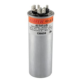 45/5 uF 45+5 MFD ± 6% 370V/440V CBB65B Condensador de CA de doble funcionamiento, reemplazo de condensador redondo 45 5 uF MFD 370 440 voltios VCA para unidad de CA ventilador o bomba de calor