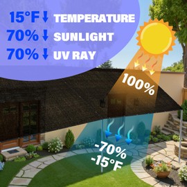 JOJOLEE 70% Sun Shade Cloth, 6.5x10FT Shade Net Mesh Tarp with Grommets, Black Sunblock Cover for Outdoor Patio Plants, Pergola, Greenhouse, Chicken Coop, Backyard, Balcony