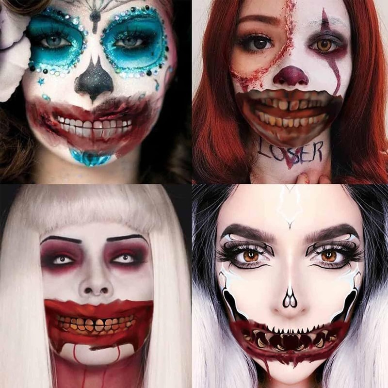 Tatuaje Temporal De Maquillaje De Broma De Halloween Pegatinas De