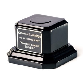 Earth Memorials Keepsake Elite Urn Stand - Custom ENGRAVE - Black/Gold Small, Display Stand for Cremation Urn Human Ashes, Funeral or Burial Urns - Click on Storefront for Exclusive (Mini) Urns, P-01