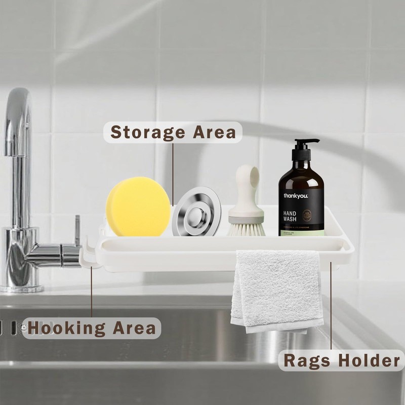 YRYUNRUI Sink Caddy, Kitchen Rust-Free Sink Organiser, Padded Soap Holder