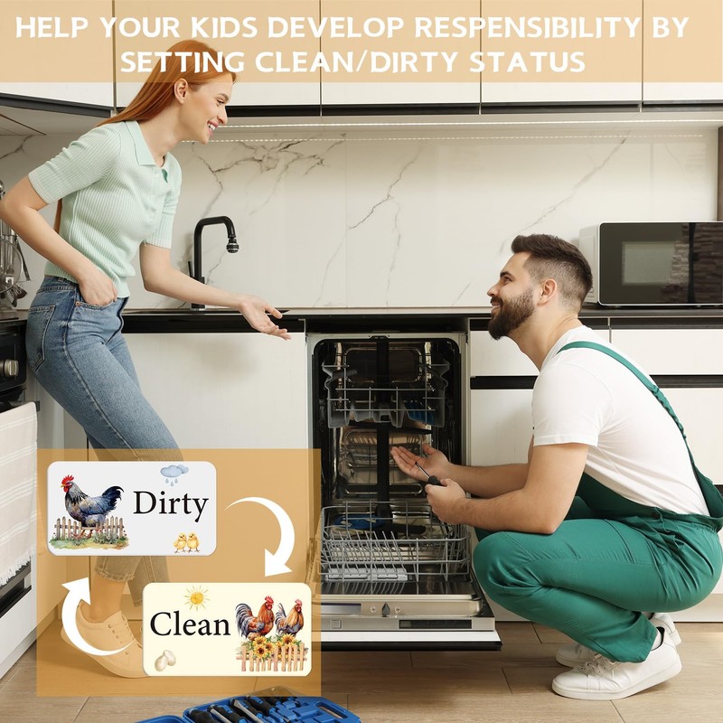 Dishwasher Magnet Clean Dirty Sign - Cosmisun Chicken Clean Dirty
