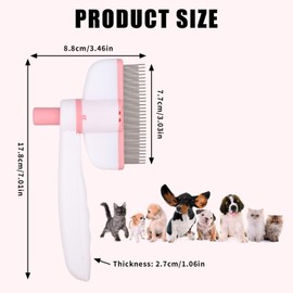 BOXOB Flea Comb for Cats, 360 Degree Rotatable Cat Shedding Brush with Release Button Hair Removal Tool Grooming Brush for Short & Long Hair Pet