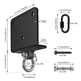 Beam Hanger Punching Bag Hanger 1000 LB Capacity Beam Mount Hardware for Heavy Bag Ceiling Mount with Carabiner 180° Swing Bracket Hooks for Boxing Bag