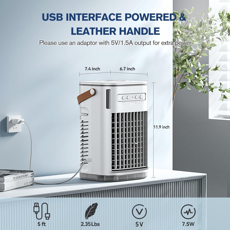 Mini Air Conditioner, Portable Air Conditioners AC w/Remote, USB Charging,
