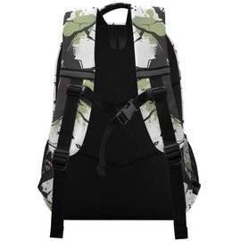 MNSRUU Laptop Backpack with Chest Strap, Hand Drawn Dinosaur Face and Graffiti School Backpack, Travel Hiking Backpack for Boys Girls Teen Adult, Rucksack, Knapsack