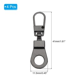 PATIKIL Zipper Pull Replacement, 4 Pcs Detachable Metal Zipper Tab Repair Kit Puller with Lock Zipper Slider for Clothing Purse Suitcase Backpacks, Gun-Black