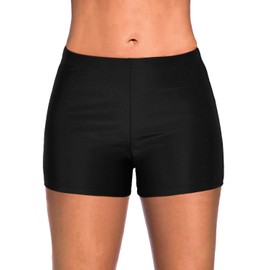 Yonique Womens Swim Shorts Solid Tankini Bottoms Swimsuit Bottoms(Available in Plus) Black 20Plus