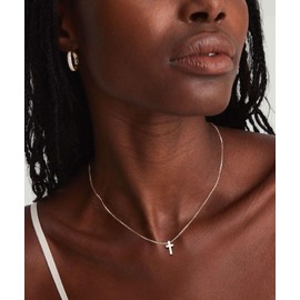 Feskive Cross Necklace for Women,Dainty 14K Gold/Silver Plated Cross Pendant Necklae Simple Cubic Zircon Diamond Cross Necklace Box Satellite Chain Gold Jewelry Trendy Gifts