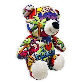 PLUSHOLOGY I Love Florida Graffiti Teddy Bear Eco Friendly Stuffed Animal; Cuddly Soft Velboa Plush Animal for Kids 3 Years Old to Adults; Child-Safe Embroidered Face Details (10" Tall When Seated)