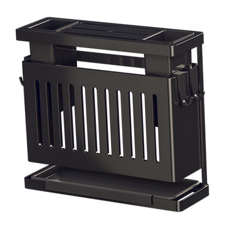 Kitchen Knives Chopstick Rack with Draining Tray Wall Mounted Multifunctional