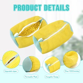 2PCS Shoe Washing Machine Bag, Reusable Laundry Shoe Bag with Zipper Fluffy Fibers, Shoe Cleaning Bag for Washing Machine Washer and Dryer