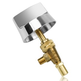 Propane Gas Control Valve 0.047" Orfice with Chromed Steel Control Knob, Natural Brass Propane Gas Control Valve for Hotel Commercial Kitchen Gas Control Valve, Stem Length 1.4"