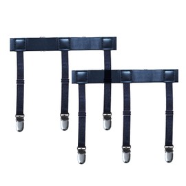 WannGe Men Shirt Stays Adjustable Elastic Shirt Garter Shirts Holder with Non-slip Locking Clamps Anti-Slip Clips, 1 Pair Straight Band Black