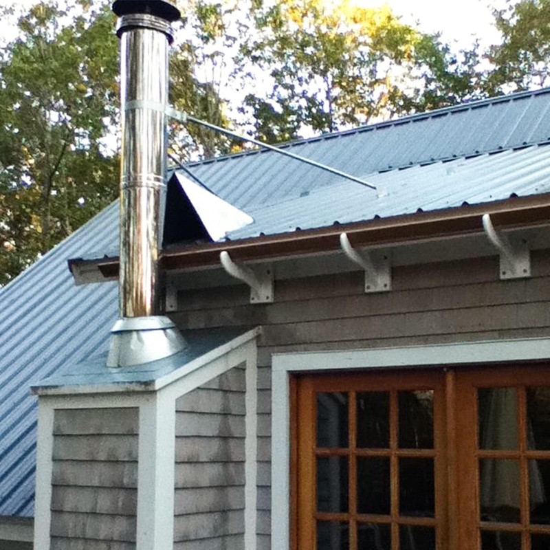 6" Extended Chimney Stove Pipe Roof Bracket Support, Stainless Steel