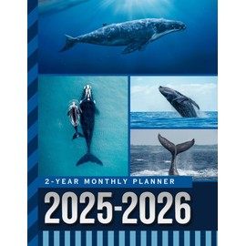 2-Year Monthly Planner 2025-2026: 8.5x11 Dated Organizer With 100 Blank College-Ruled Paper Combo / 24-Month Schedule Gift / Blue Whale - Ocean Sea Animal Lover Theme Cover