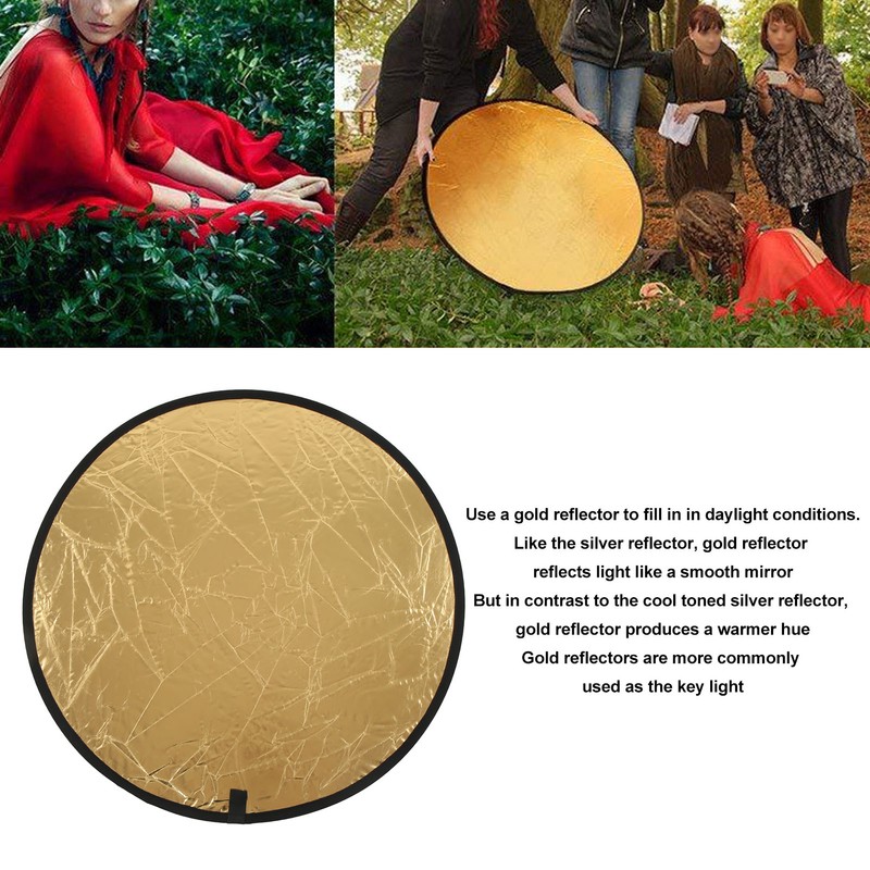 Silver Gold 2 In 1 Reflector Portable Mini Round Light