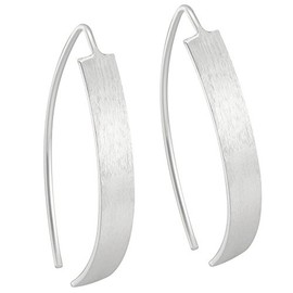 Vinani OUCK Women's Earrings 925 Silver - Earrings Stripes - Long Curved Small Matte Shiny - 925 Sterling Silver - Earring Set for Women, Sterling Silver, No Gemstone