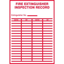 Accuform "FIRE Extinguisher Inspection Record" Signs Safety Label, 5" x 3.5", Adhesive Vinyl, Red on White (Pack of 5), LFXG529VSP