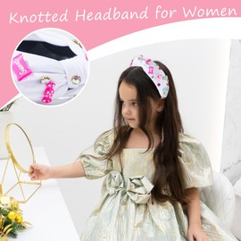 Knot Headband for Girls - Wide Headbands Rhinestone Embellished | Non-Slip Fashion Headbands Hair Accessories, Knot Headband Lollipop Charm for Girls Women