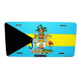 DIGIART INTERNATIONAL BAHAMIAN BAHAMAS FLAG COAT OF ARMS METAL NOVELTY CAR LICENSE PLATE AUTO TAG
