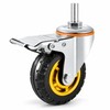 4 Inch Rubber Swivel Caster with Brake, M12 x 30