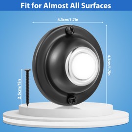 Lighted Doorbell Push Button, LED Round Door Bell Switch Home Wall Mounted Buttons Wired Opener Universal Hardware Garage Front Doors Easy Installation Black, White Light