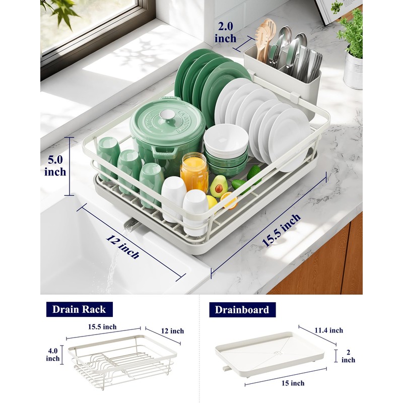 Kitsure Dish Drying Rack for Kitchen Counter, Stainless Steel Sink