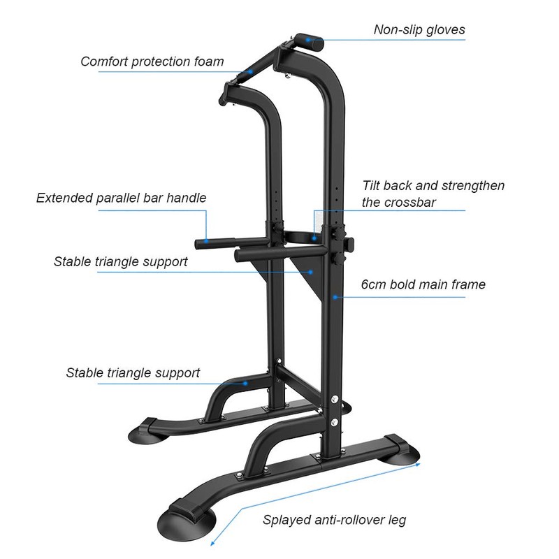Dland Tower Adjustable Height Pull Up and Dip Station Multi-Function