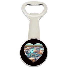 Destin Harbor Florida Travel Souvenir Destination Heart Shape Design Magnetic Bottle Opener Single