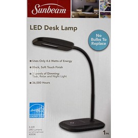 NEW SUNBEAM FLEXIBLE NECK LED DESK LAMP ADJUSTABLE LIGHT ENERGY STAR BLACK