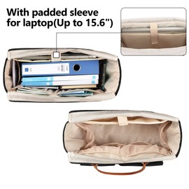 CURMIO Teacher Bag, Portable Briefcases with Padded Laptop Compartment, Teacher Work Bag for Women, Ideal for Teachers, Educators, Black (Empty Bag)