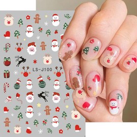 9Sheets Christmas Nail Stickers 3D Self-Adhesive Nail Decals Kawaii Santa Claus Tree Elk Snowman Snow Cartoon Cute Nail Design Xmas Winter Nail Art Sticker for Women DIY New Year Nail Art Decorations