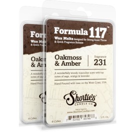 Shortie's Candle Company Oakmoss & Amber Wax Melts Multi Pack - Formula 117-2 Highly Scented 3 Oz. Bars (6 Oz. Total) - Made with Natural Oils - Incense & Earth Air Freshener Cubes Collection